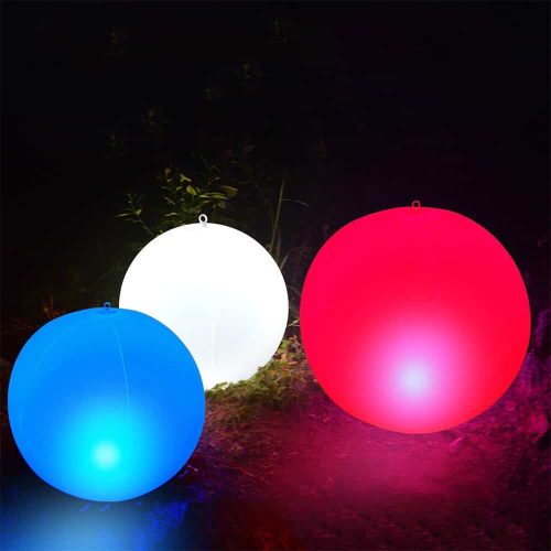 Pool Party Decor 14 Inch Inflatable Hangable Waterproof Color Changing LED Glow Moon Solar Powered Ball Light